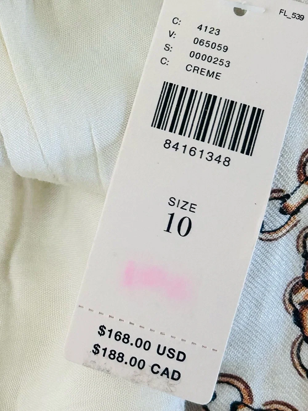 Maeve Linen Blend High-Waist Wide-Leg Chain Print Palazzo Pants 10 Cream NWT - Picture 13 of 13